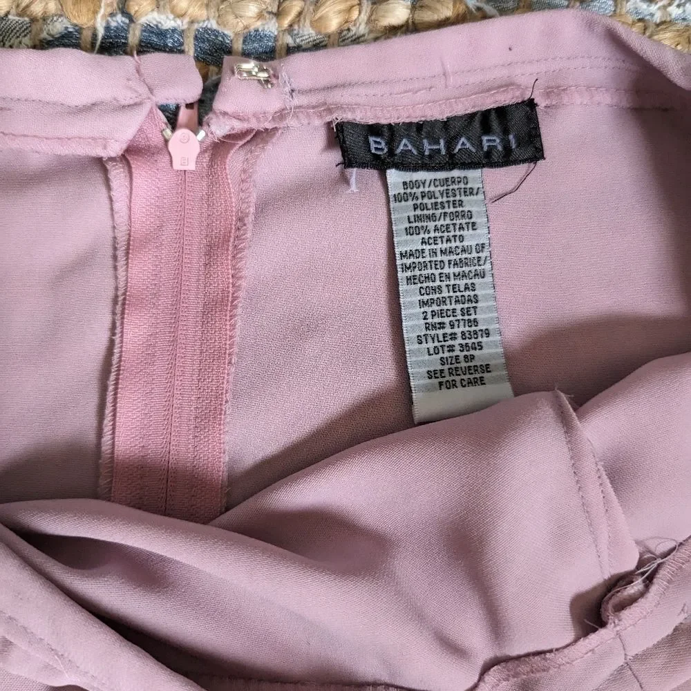 Vtg Dusty Pink Midi Skirt Organza Trim 8P Soft Girl Romantic Fairy Feminine